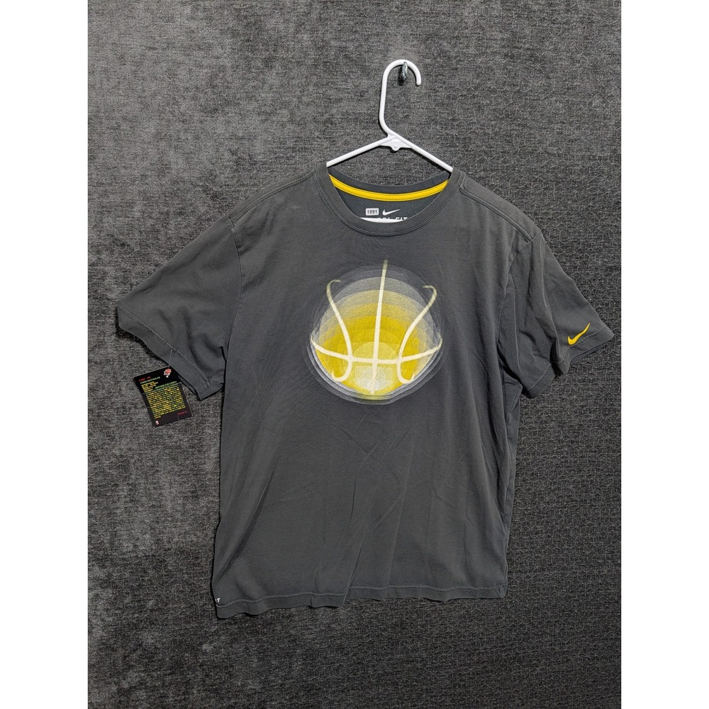 Nike Dri-FIT Basketball Graphic T-Shirt Mens XL Gray Yellow Short Sleeve 1891